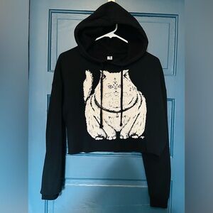 Black Cat Cropped Hoodie